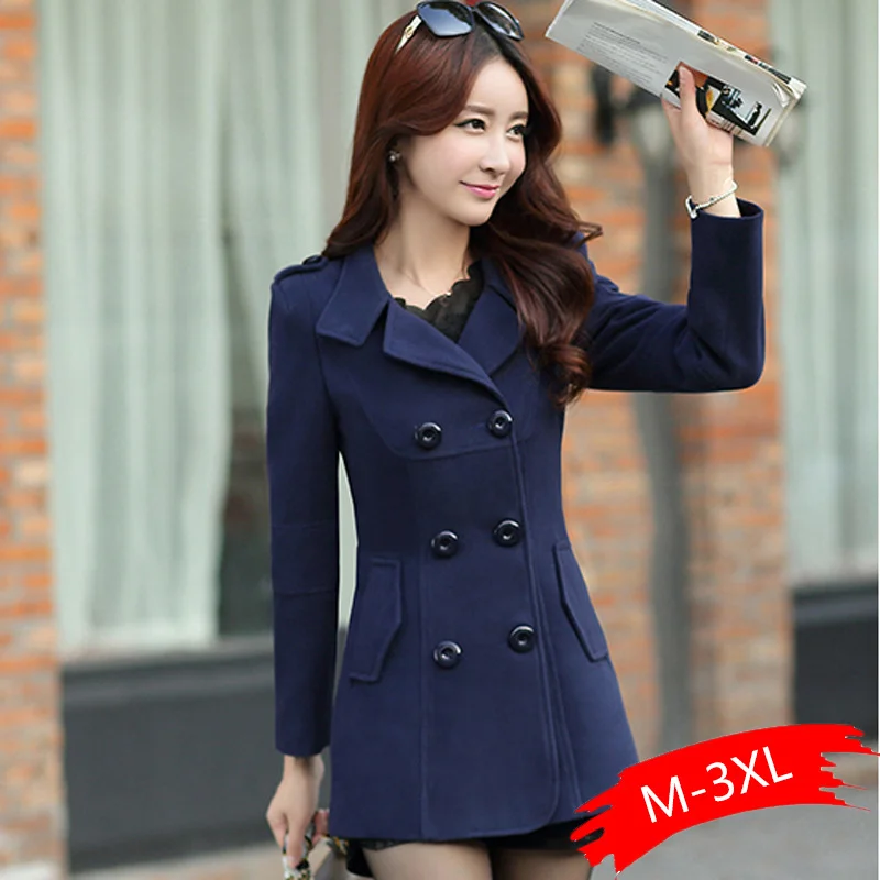

2019 Winter Clothes Short Wool Coat Women Coat Korean Autumn Woolen Coat Fashion Double-breasted Elegant Wools Blends