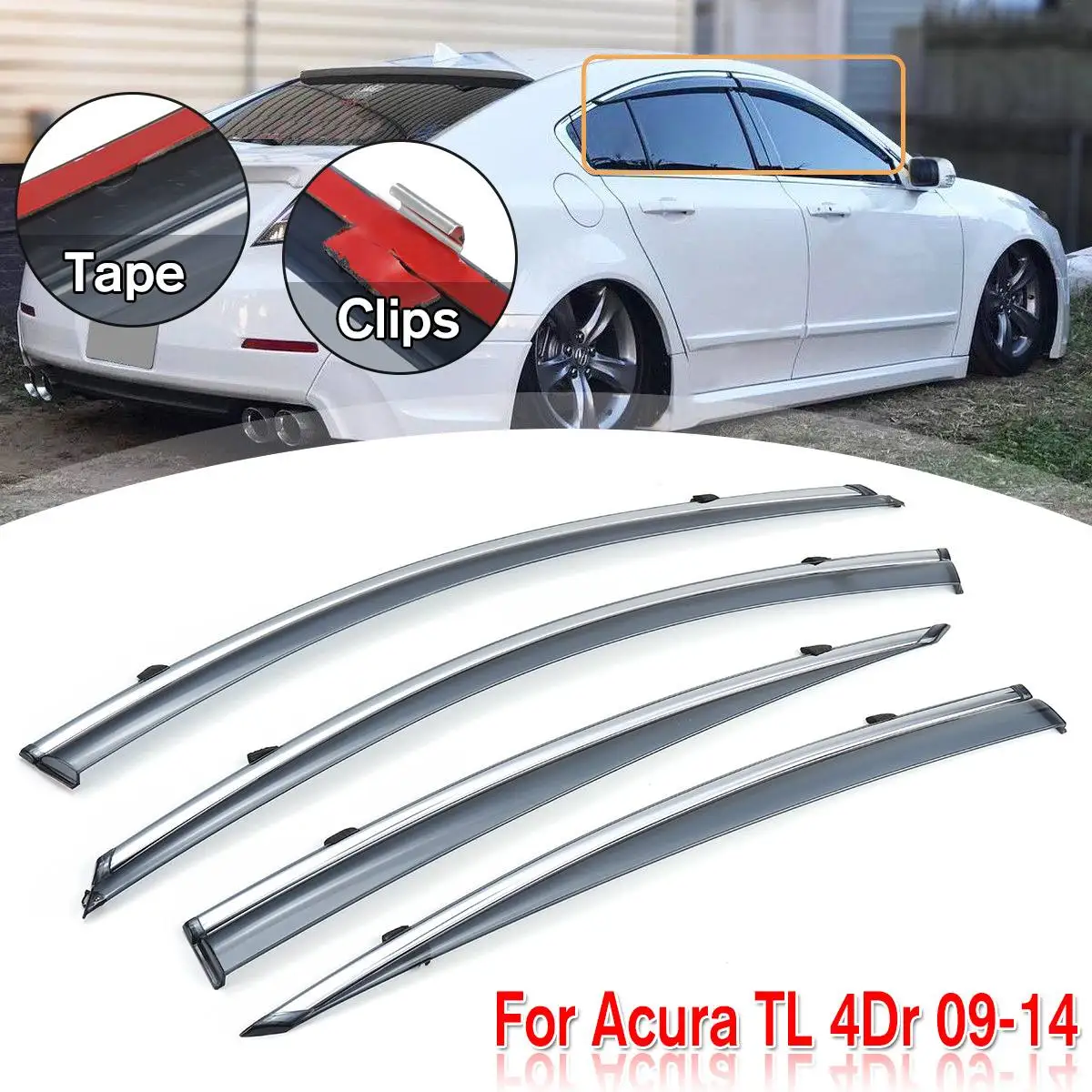 

4PCS/set Car Wind Deflector Car Window Deflector Visor Vent Rain Guard For Acura TL 4 Door Models 2009-2014