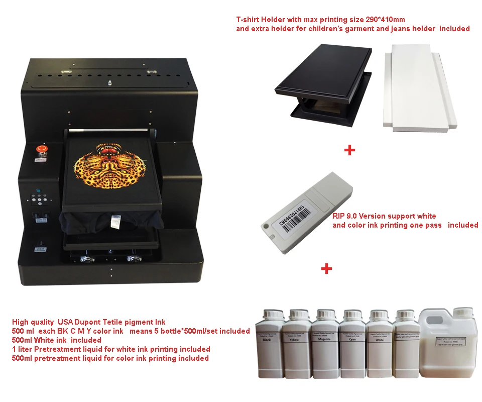  Factory Direct to Garment 6 color Automatic A3 size Garment Printer machine for t shirt Jeans sweat
