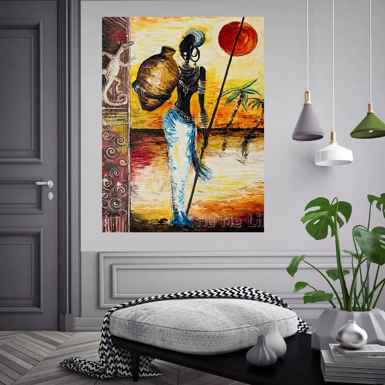 

Черное женское масло на холсте, гравировка интерьера, художественное украшение