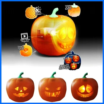 

New Arrival Halloween Flash Talking Singing Animated LED Pumpkin Toy Projection Lamp With Projector Inside for Home Party Decor