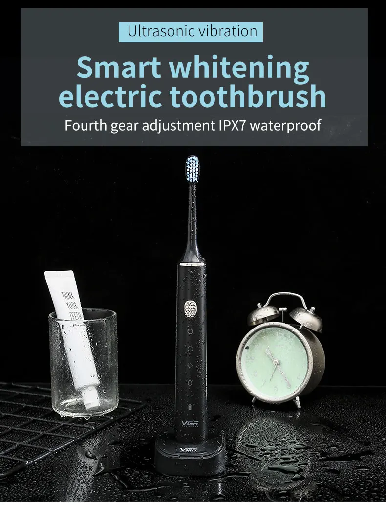 VGR Sonic Electric Toothbrush USB Charging Smart Adult Waterproof Massage Whitening Acoustic Wave VGR Sonic Electric Toothbrush USB Charging Smart Adult Waterproof Massage Whitening Acoustic Wave