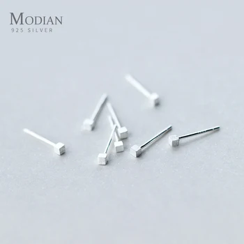

Modian Simple Cute Scrub Vintage Square Prevent allergies Stud Earrings Fashion 925 Sterling Silver Jewelry For Women Bijoux