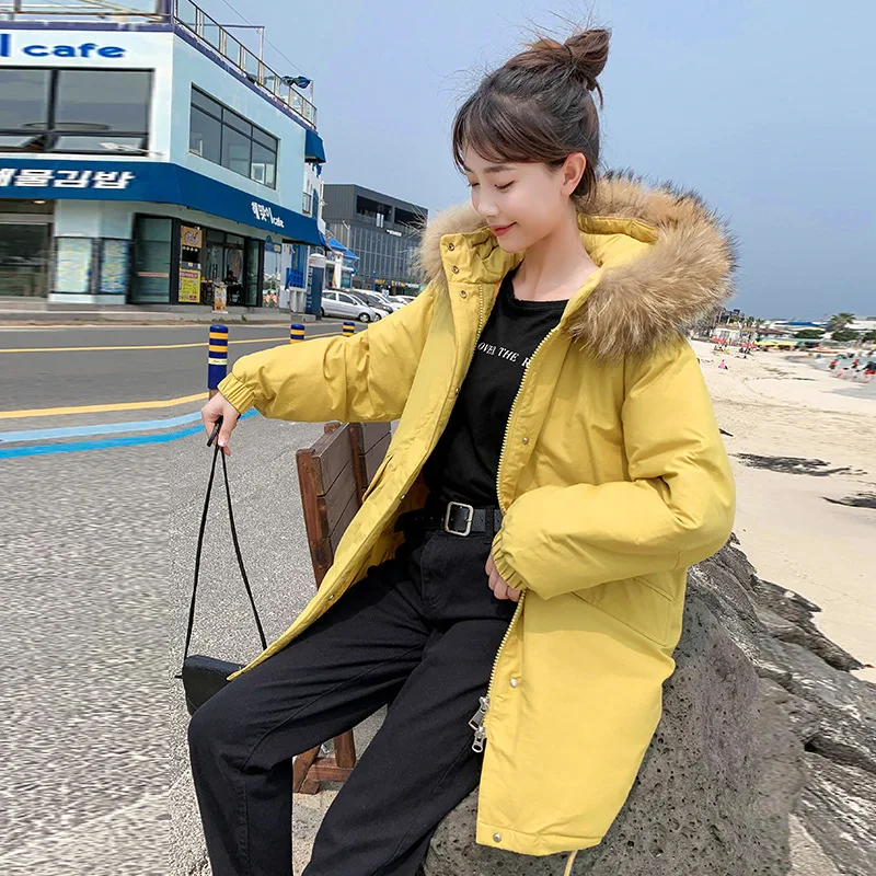 

Photo Shoot 19 Winter New Style down Jacket Students Mid-length Collar Hooded Korean-style Loose Thick BF Cotton Overcoat