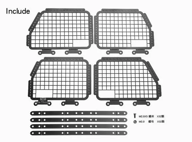 4pcs Metal Foldable Car Window Protective Net For 1/10 Rc Crawler Car Defender Traxxas Trx-4 Trx4 Window Guard Net Guardrai