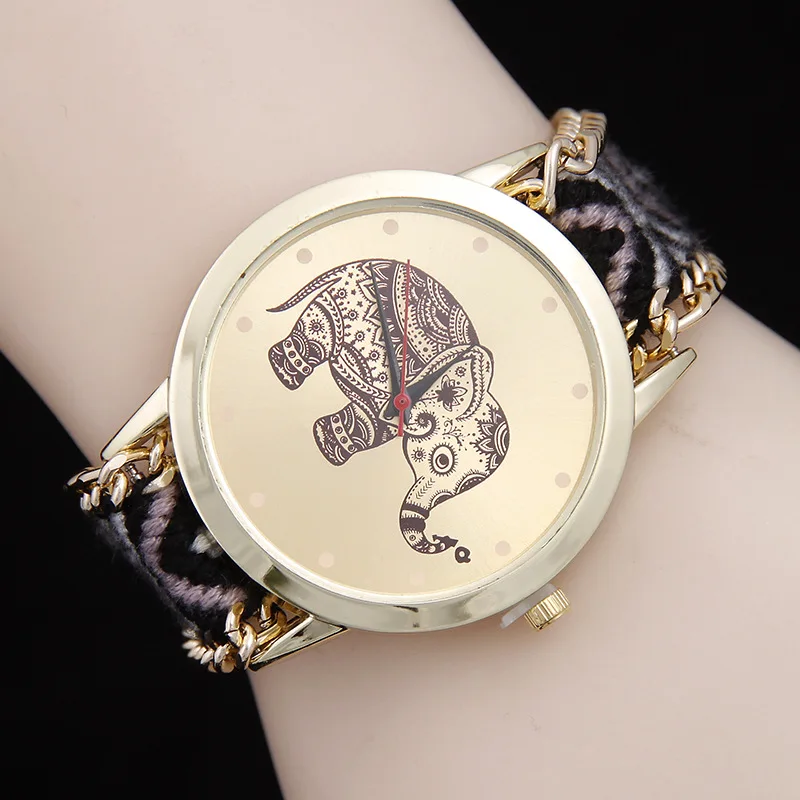 Fashion Women's Watches Quartz Watch Alloy Dial Animal Print Braided Colorful Strap Gift Female Wrist Clock Student Clocks