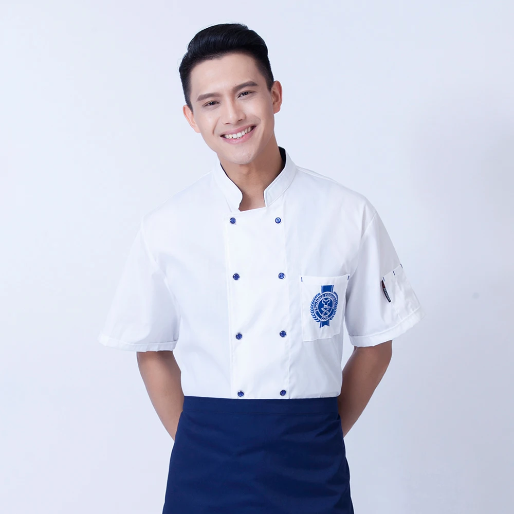 wholesale Hotel uniform Dinner party Hot pot shop Short sleeve Chef restaurant uniform machining bakery housewife Chef shirts