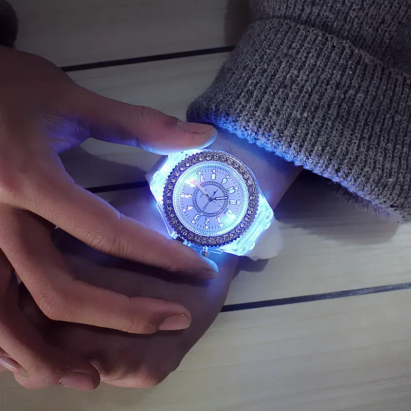 luminoso con luz Led hombre y mujer, pulsera con luces amantes de las jellies, para estudiantes - AliExpress Relojes de pulsera