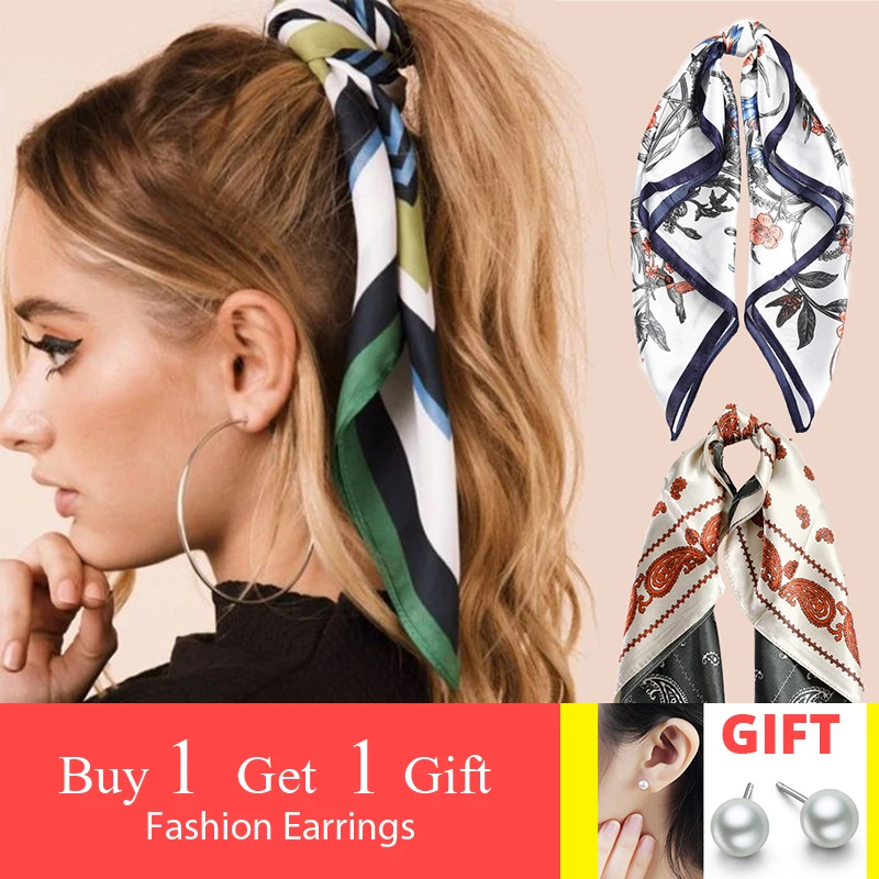 Haimekang Accesorios para el cabello para mujer, pañuelo para el pelo estampado de satén, turbantes de cuadros, diademas de tacto suave, cinta para cabello|Accesorios para el pelo de mujer| -