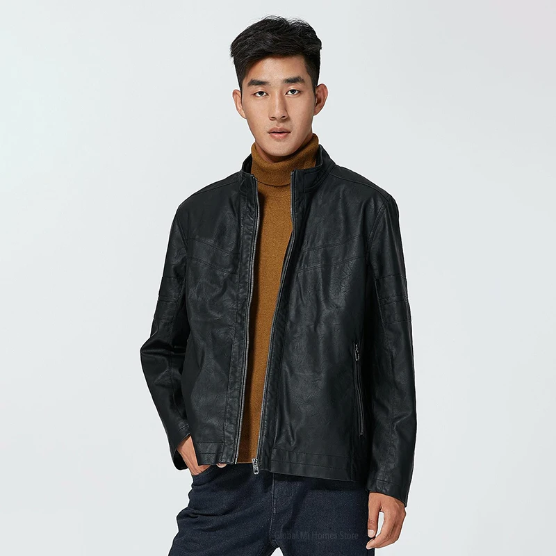 Xiaomi Mijia Hooded Detachable Trendy Motorcycle Jacket PU Material Hard and Elegant Detachable Cla