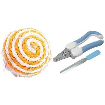 

1set Pet Safety Claw Nail Scissors Cutter Dogs & Cats Nail Clippers and Trimmer (M Blue) & 1 x Pet Dog Cat Rope Ball