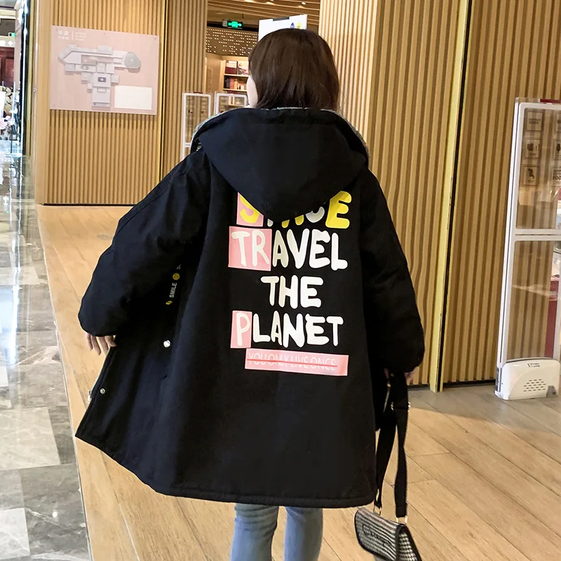 

2019 Lambs Wool Coat Women's Winter 2 Junior High School Students Korean-style Loose-Fit Mid-length Thick plus Velvet Clothes