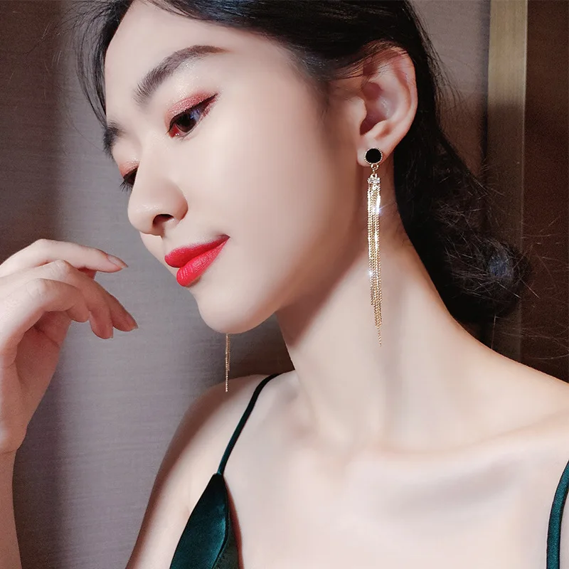 Роскошные благородные длинные серьги с кисточками подходящие ко всему