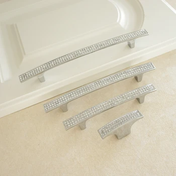 

3.75" 5" 6.3" Crystal Cabinet Handles Zinc Alloy Drawer Knobs Square Door Pull Handle Bookcase Wardrobe Handle 96 128 160mm