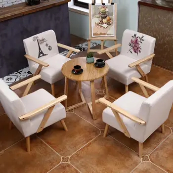 

Single Sofa, Solid Wood Fabric, Lazy Chair, Small Apartment, Balcony, Bedroom, Leisure, Japanese Style, Nordic Double Combinatio