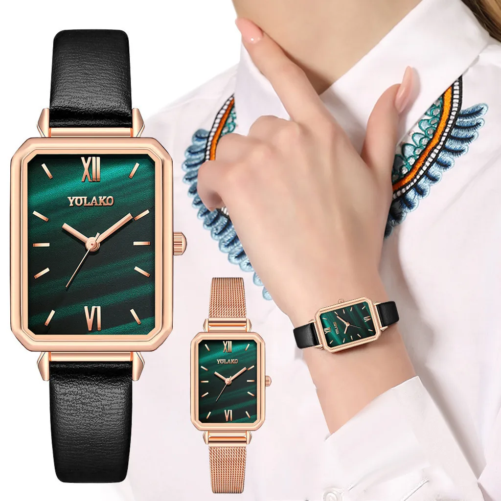 

Women Watches Fashion Small Green Ladies Watch Luxury Brand Rectangle Quartz Gold Wrist Watch Luxury Gifts For Women