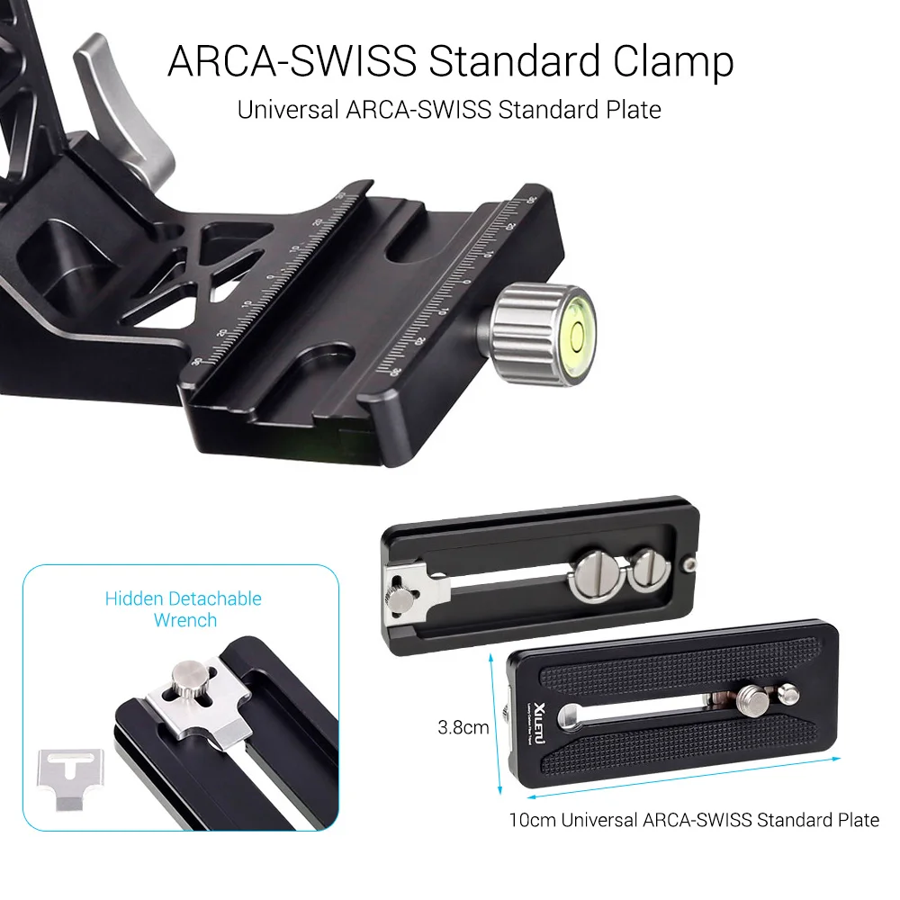 Panoramic Gimbal Tripod Head with QR Plate 1/4 Inch & 3/8 Inch Screw for Birdwatching Camera Smartphone Max. Load 25kg/55lb