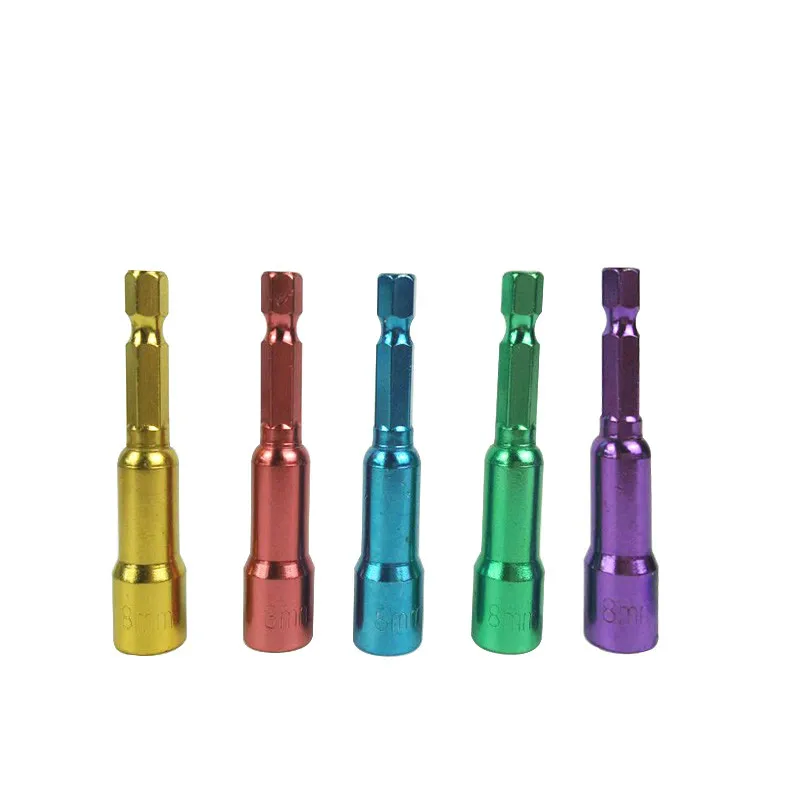 5PC/Set Hex Socket Sleeve Nozzles Strong Magnetic Nut driver Set Drill Bit Adapter Wind Approved Grooves 8mm Color | Инструменты