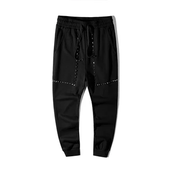 

Pants Men Sports Running Pants Pocket Metal rivet color matching Training sport Pants Elasticity jogging Gym Trousers