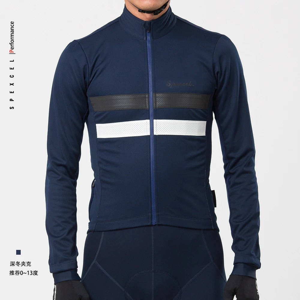 SPEXCEL Reflective Winter Cycling Jacket Windproof thermal fleece soft shell Cycling jacket top quality Navy