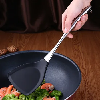 

Kitchen Silicone Spatula 304 Stainless Steel Spatula Kitchenware Nylon Shovel Nonstick Pot Shovel