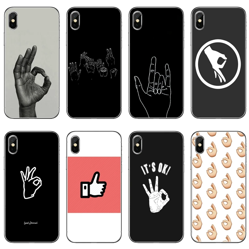 Telefono Caso Bien Signo Mano Dedo Bien Para Sony Xperia Z5 C6 L2 Xa1 Xa2 Xz1 Xz2 Compacto Premium Lg G5 G6 G7 Q6 Q7 Q8 Q9 V30 Fundas Antigolpes Para Telefono