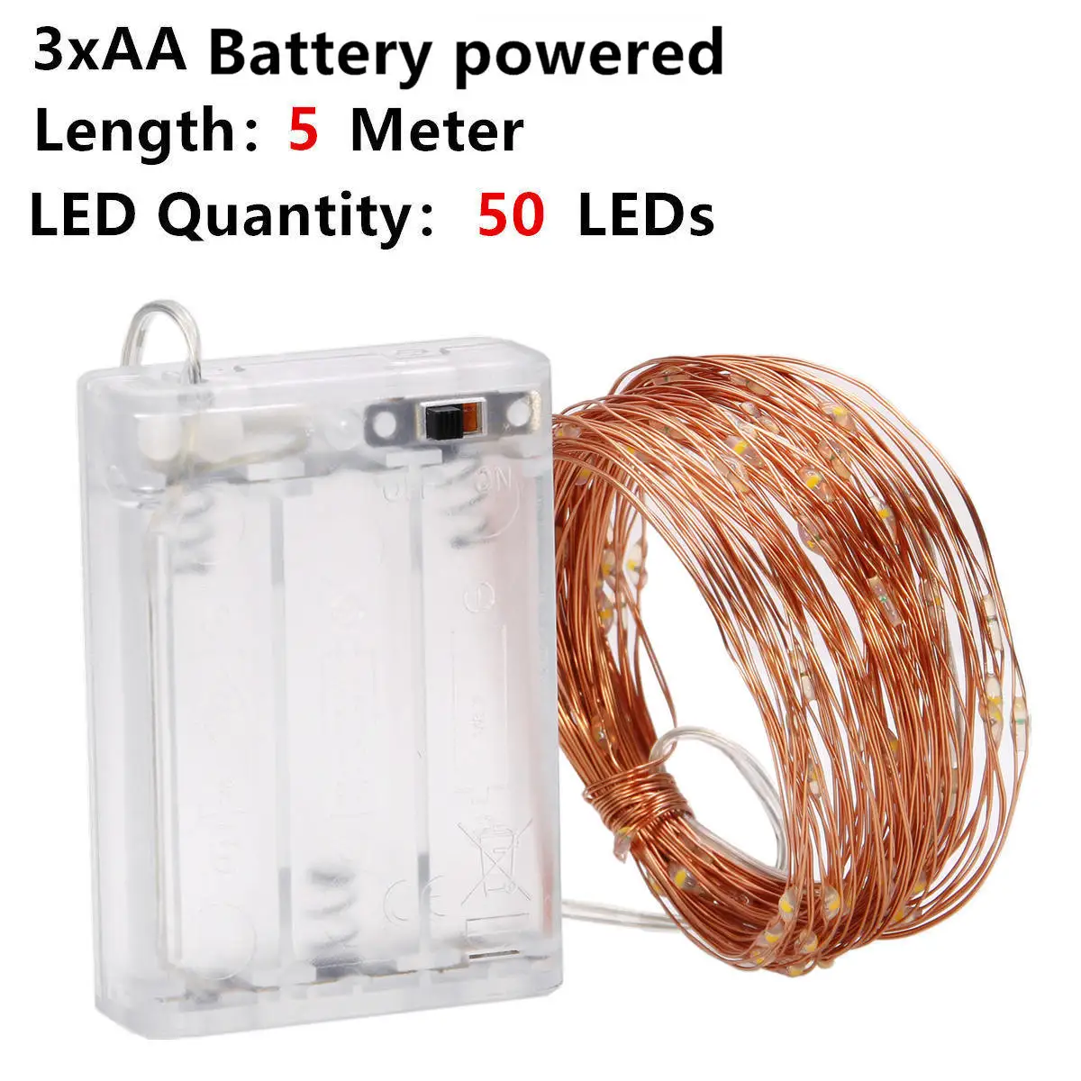 Сказочный светодиодный светильник s 10 светодиодный/M 10M 5M 2M 3XAA на батарейках светодиодный светильник для праздничной гирлянды вечерние, свадебные, рождественские украшения - Испускаемый цвет: 5M AA No Battery