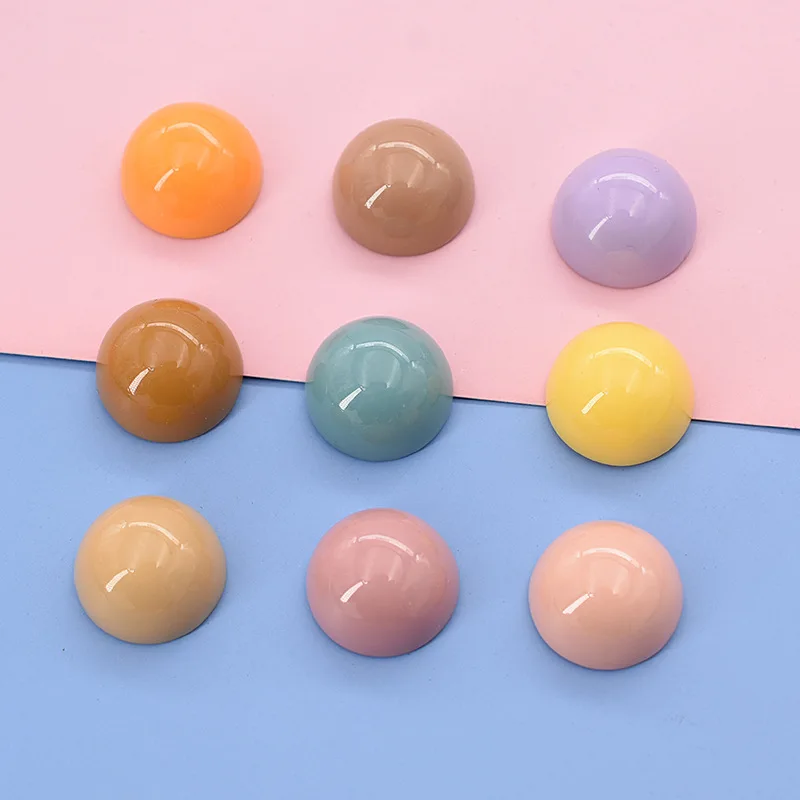 

10pcs Semi-circular Resin Multicolor Ear Stud Earrings Round DIY Earring Material 18mm Shea Butter Women's Jewelry Accessories