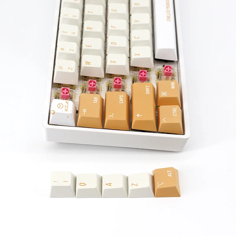 Gmk Yangzhi Ganlu Refrigerado Manga Sago Creme Pomelo Tema Keycap Pbt Tintura Sublimação Teclado Mecânico Chave Boné Perfil Cereja - Imagem 4