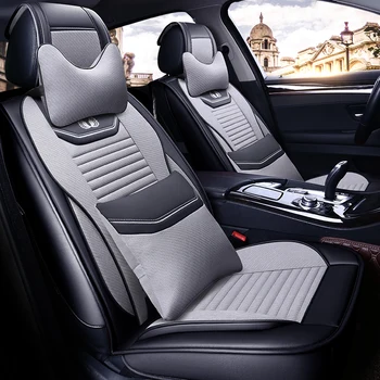 

Full Coverage PU Leather car seat cover flax fiber auto seats covers for Mitsubishi outlander pajero sport montero triton l200
