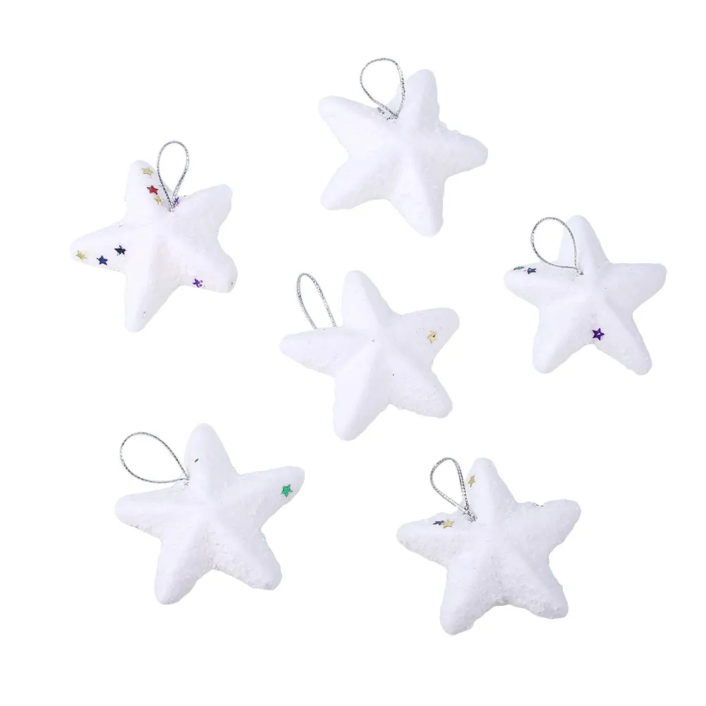 6Pcs Christmas Snowflake Five-pointed Star Tree Hanging Pendant Xmas Ornaments