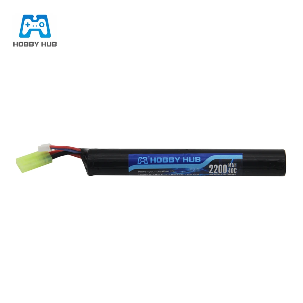 Hobby Hub Lipo power battery Airsoft gub battery 7,4 V 2200MAH 40C AKKU Mini Airsoft игрушечный пистолет 7,4 V 2200mAh батарея модель частей