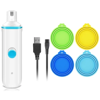 

1 Set Pet Nail Grinder, Electric Dog Nail Grooming Tool & 4 Pcs Pet Food Can Covers Universal Can Lids