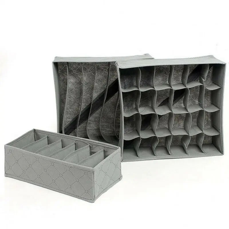 3 Pcs Clothes Bra Panties Underwear Socks Storage Boxes Multi-Divider Compartments Drawer Organiser