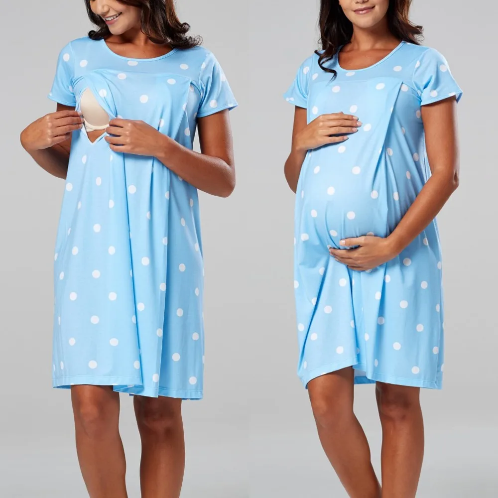 Maternity Breastfeeding Nursing Short-Sleeve Nightgown