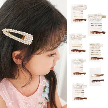 

Fashion Girls Hair Clips Cute Cartoon Shape Pearl Design Hair Pin Set Children Hairpin Princess Hair Accessories Fashion