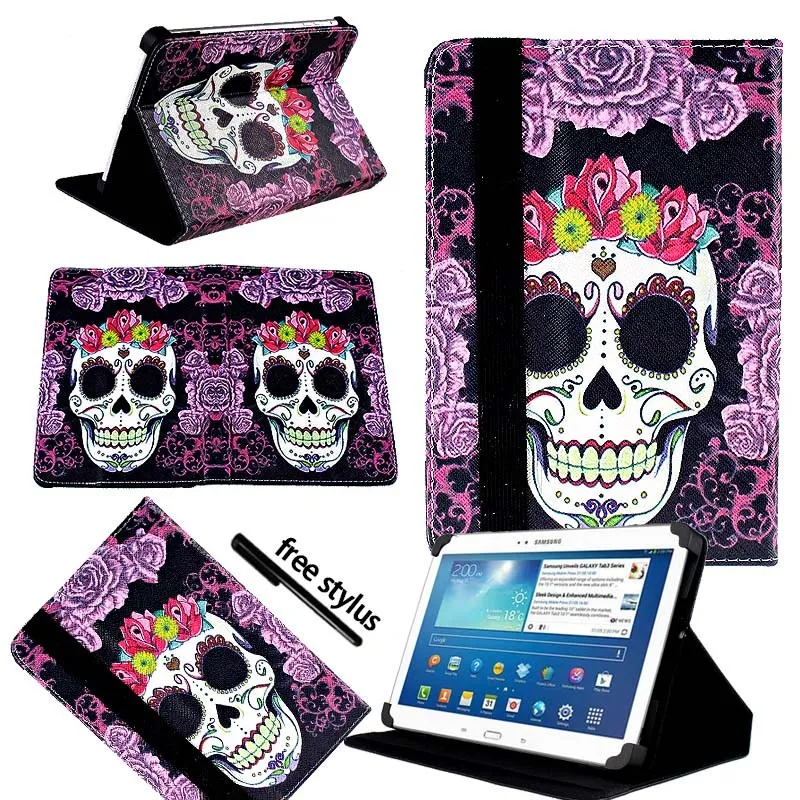 Purple Skull KK&LL для samsung Galaxy Tab 3 10,1 p5200 GT-P5210 кожаный чехол-книжка для планшета+ Бесплатный стилус - Цвет: Purple Skull