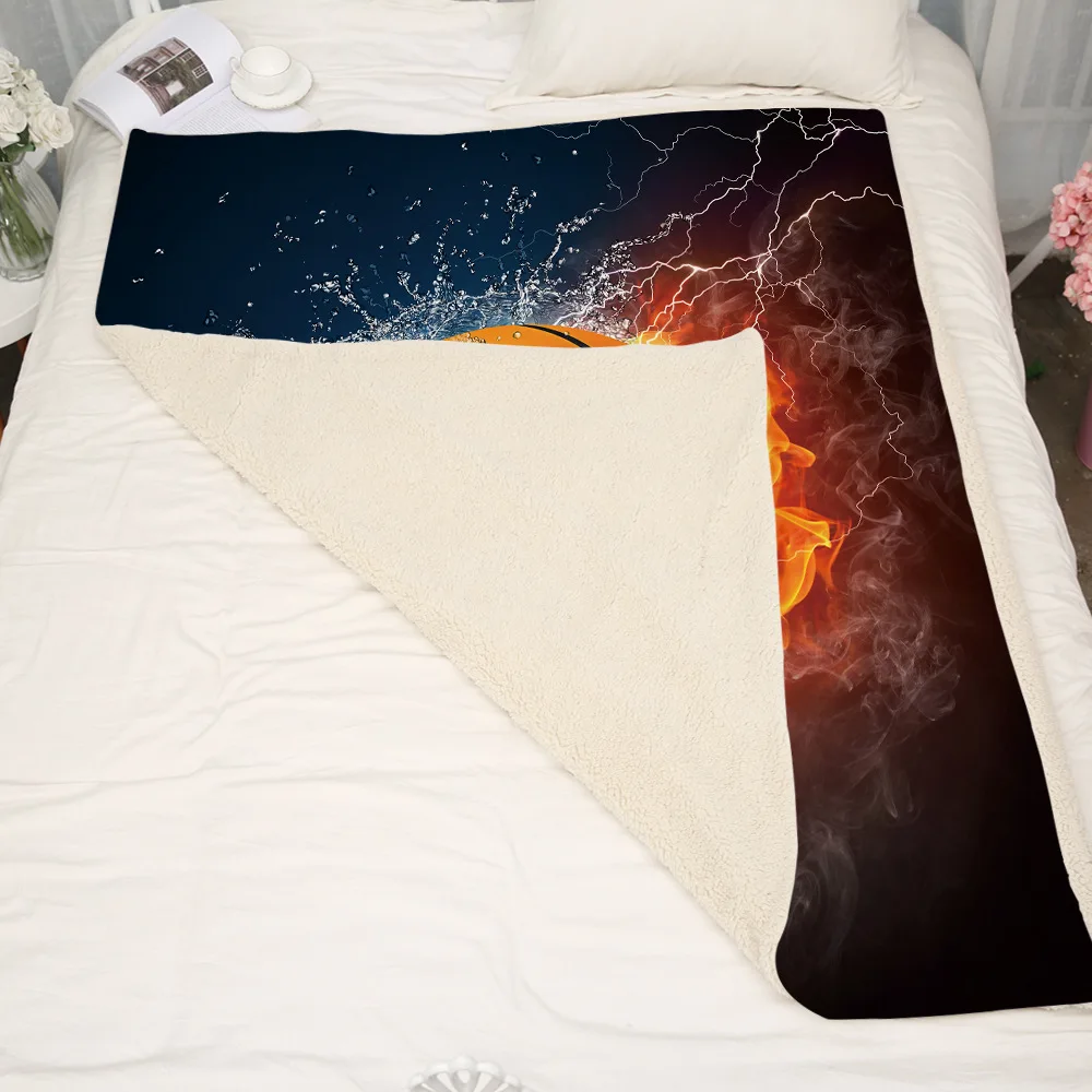 

Explosive Blanket Airable Cover Blanket Thick Double Layer Plush 3D Digital Printing Blanket Basketball Series