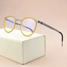 Брендовые титановая оправа для очков Мужские Женские очки Оптические очки в оправе для близоруких компьютерных круглых очков мужские прозрачные 9704