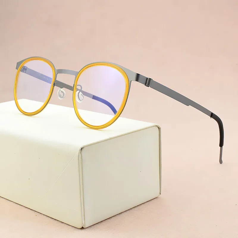 

Brand titanium glasses frame men eyeglasses frame women optical glasses frame myopia computer round glasses men transparent 9704