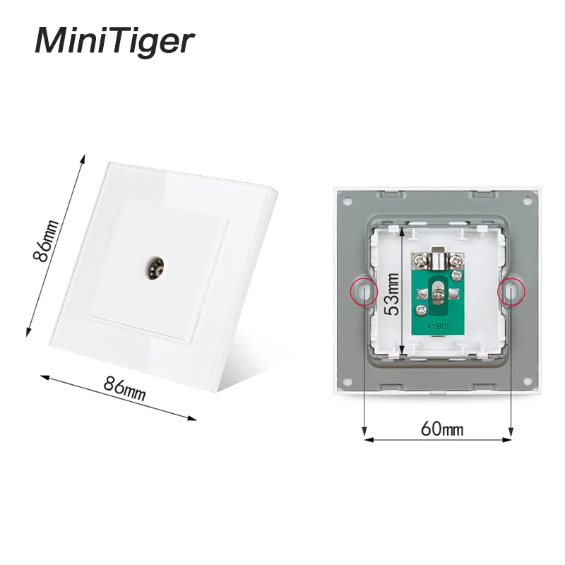 Minitiger Серый роскошный кристалл стеклянная панель 1 банда женский ТВ Джек Розетка настенная розетка 86*86 мм