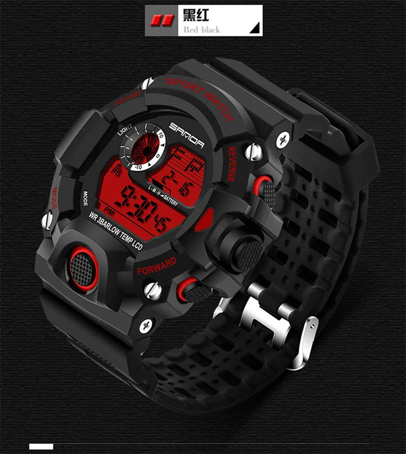 2019 SANDA спортивные мужские часы 3ATM водонепроницаемые цифровые часы с обратным отсчетом мужские часы с хронографом Relogio Masculino