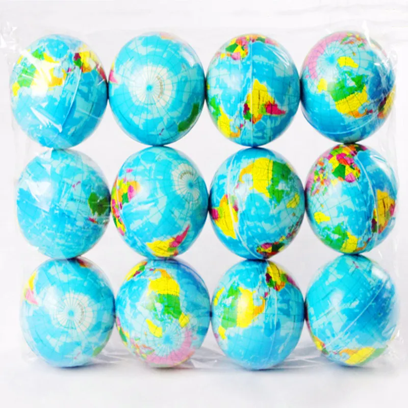 6 pcs/lot 7.6cm / 3" Mini Foam anti stress relief Bouncy Ball planet World Globe Earth Map Teaching Geography Map Kids Toy gifts