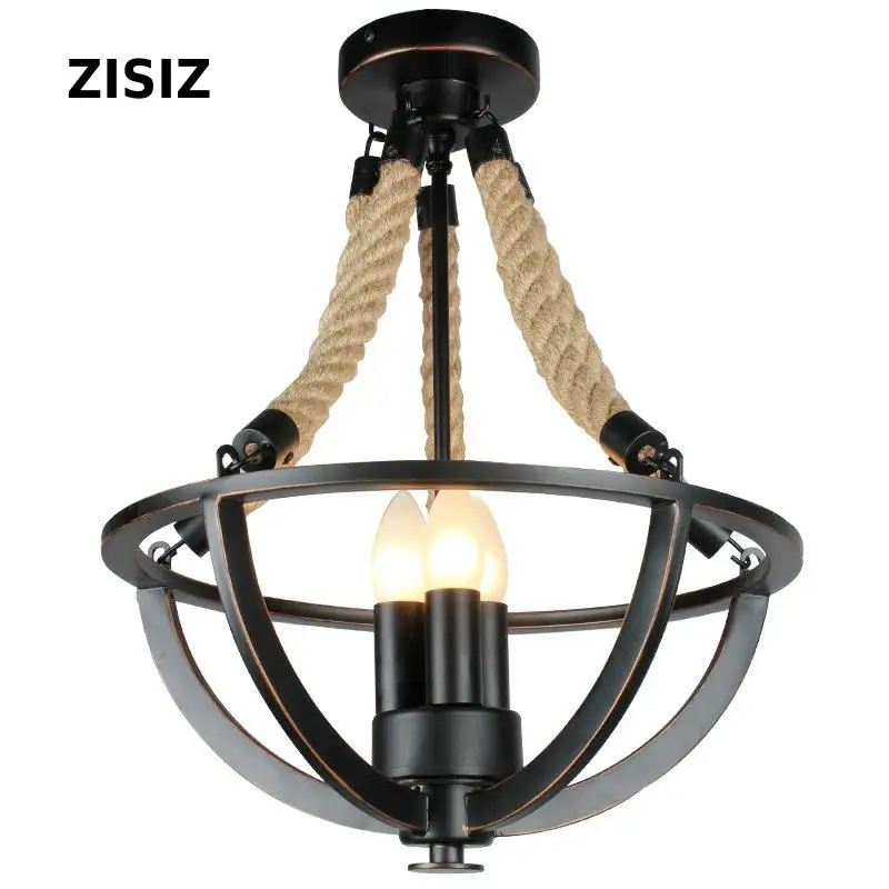 Hanglamp Американский Винтаж Лофт железная Веревка Черный потолочный светильник проходные светильники для фойе Бар Ресторан Hlaf потолочный светильник