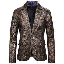 Homem bronzear terno com padrão python masculino um botão fino ajuste blazer discoteca dj palco desempenho traje disco blazer hombre