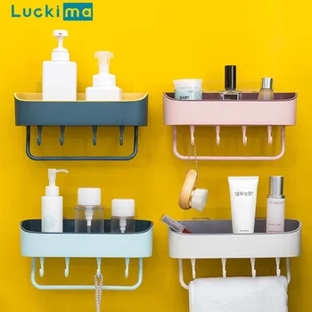 

Multi-function Wall Shelf Mounted Storage Rack Suction Bathroom Kitchen Organizer Gadget Tool Accessories Wall Decoration Holder