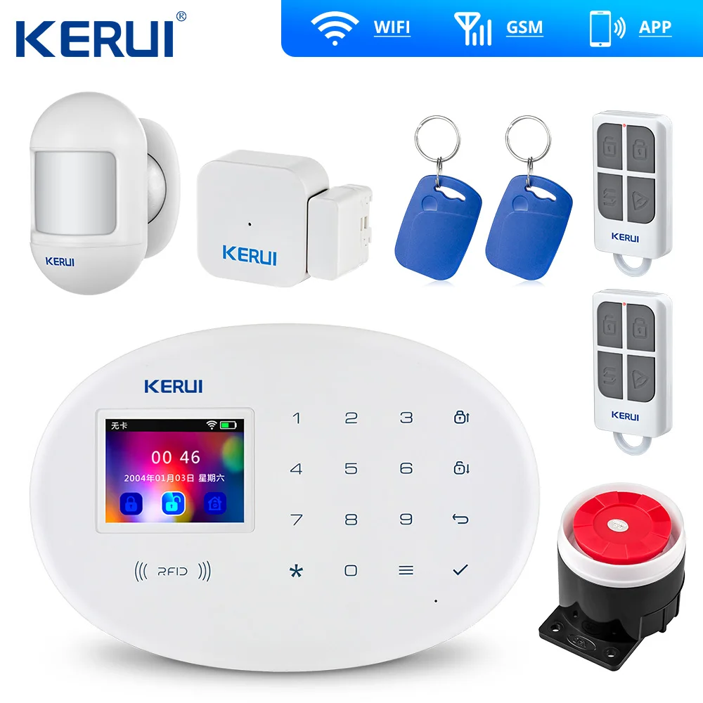 KERUI W20 GSM Wi Fi сигнализация 2 4 дюйма Сенсорная панель охранная APP RFID мини подвижная