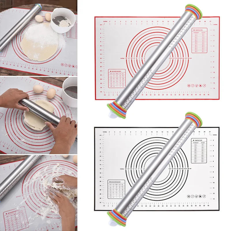 Hot Sale Rolling Pin Set Adjustable Thickness Stainless Steel Pins Dough Roller for Baking 688 | Дом и сад