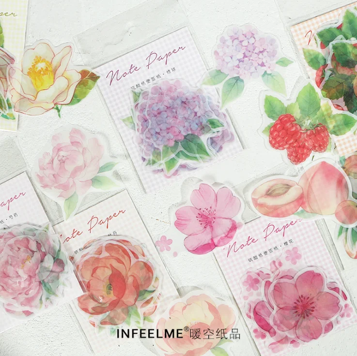 

1 set/lot Memo Pads Sticky Notes Flower and fruit series diary Scrapbooking Stickers Office School stationery Notepad