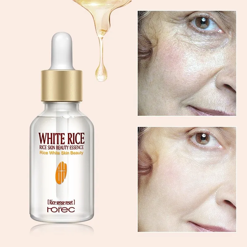 

White Rice Whitening Serum Face Essence Anti Wrinkle Anti Aging Remove Fine Lines Acne Treatment Moisturizing Skin Care 15ml